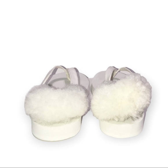 UGG Laalaa White Patent Leather & Shearling Removable Slingback Thong Sandals - Picture 7 of 9